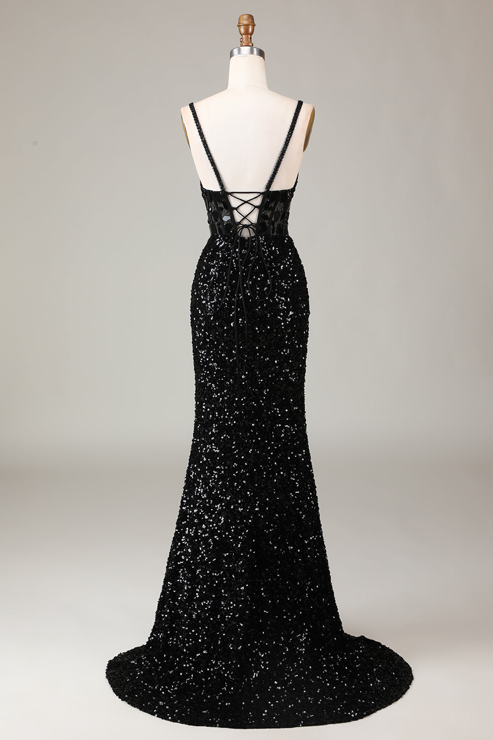 Sparkly Red Corset Long Mirror Prom Dress With Slit Sexy Evening Dresses