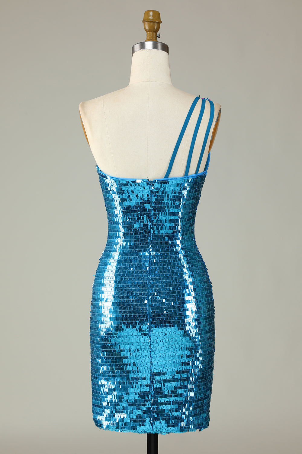 Glitter Royal Blue Sheath One Shoulder Sequins Tight Homecoming Dress Sparkly