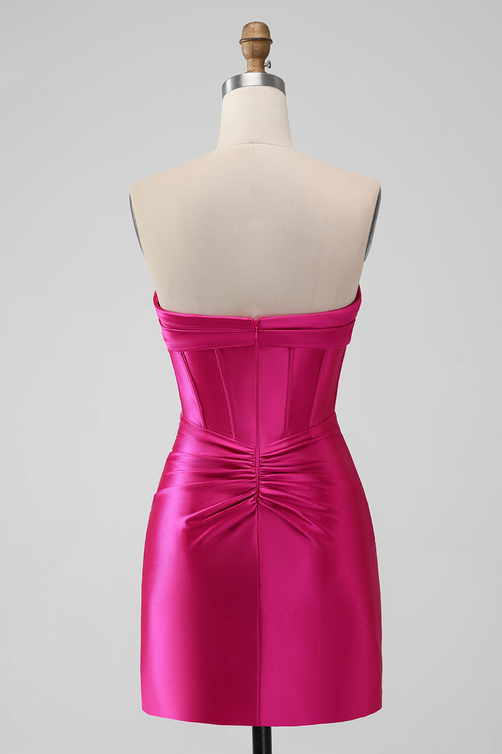Charming Strapless Pleated Short Prom Dress Bodycon Homecoming Dress Simple Party Dress