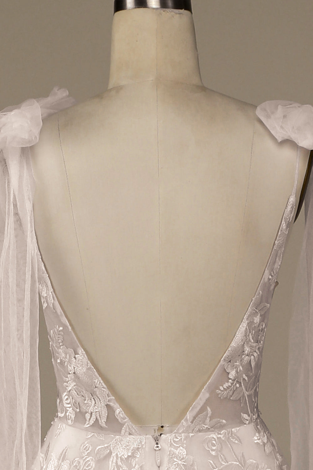 Ball-Gown/Princess Illusion Court Train Lace Wedding Dress with Bowknot Sexy
