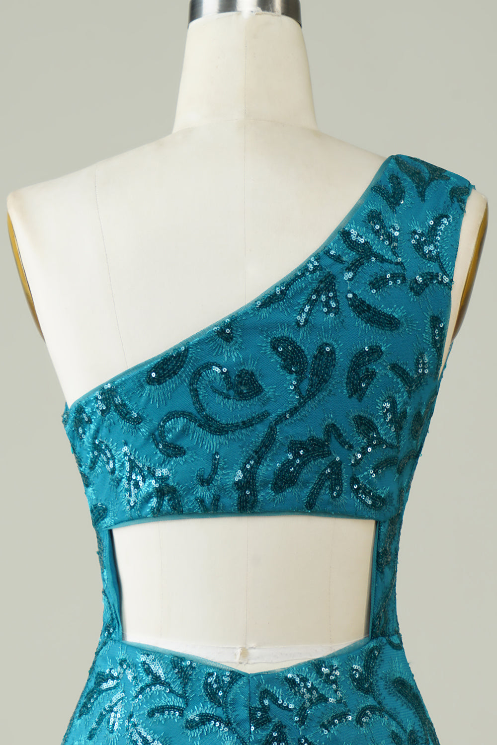 Blue One Shoulder Tight Homecoming Dress with Back Hollow-out Sexy