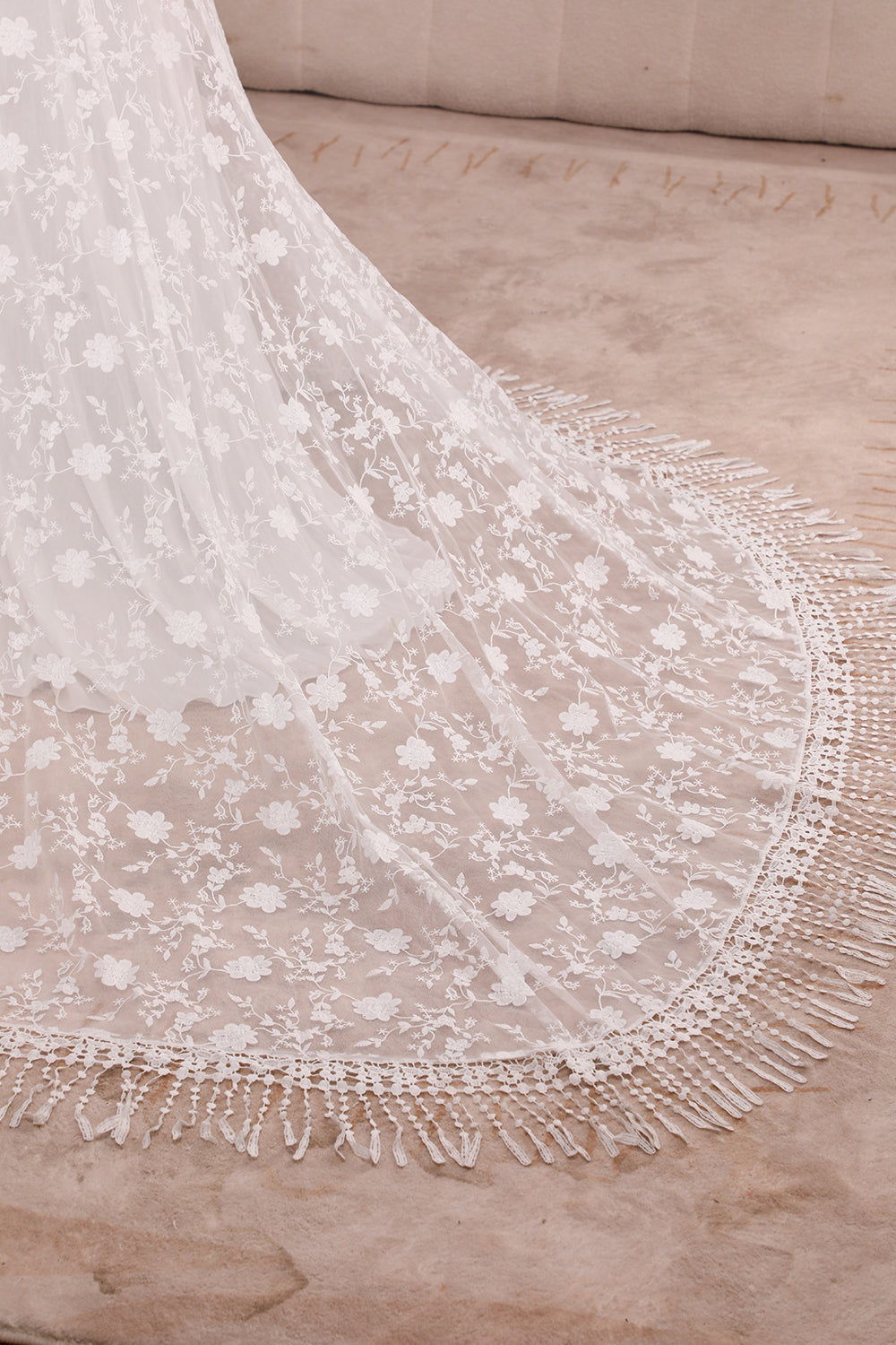 Ivory Mermaid Sweep Train Bridal Dress With Short Sleeves Off Shoulder