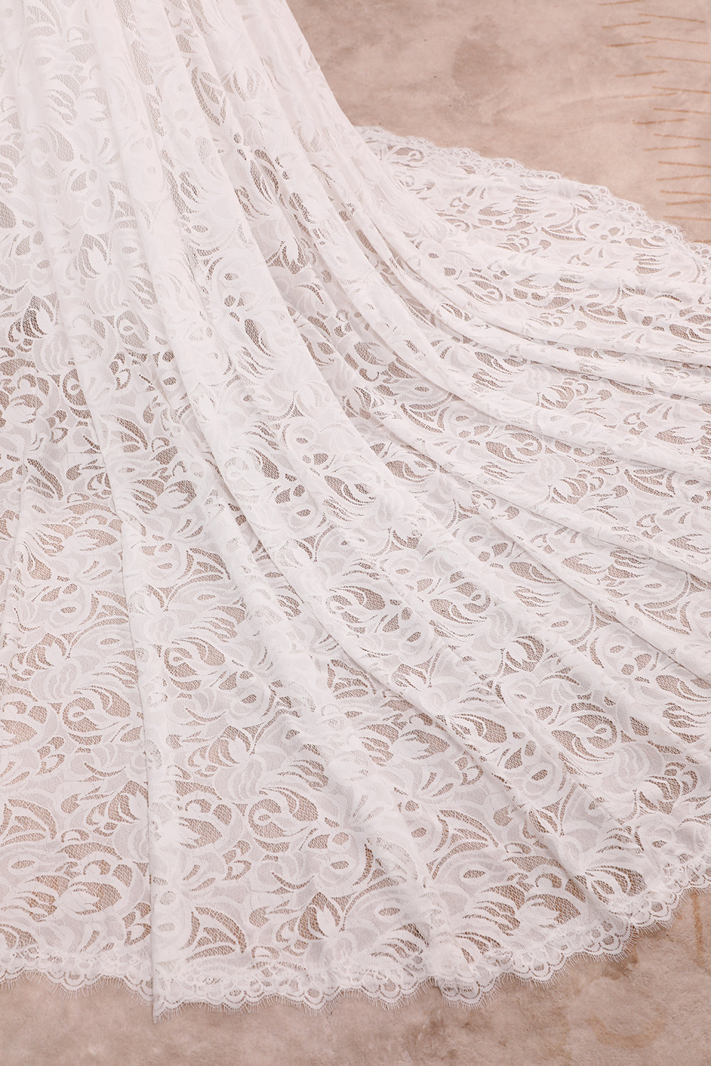 Ivory A Line Square Neck Corset Lace Chapel Train Bridal Dresses With Long Sleeves Beautiful