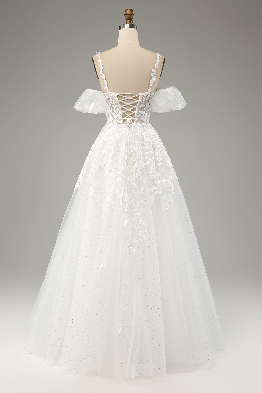 Ivory Ball-Gown Off The Shoulder Beaded Wedding Dress With Appliques Sexy