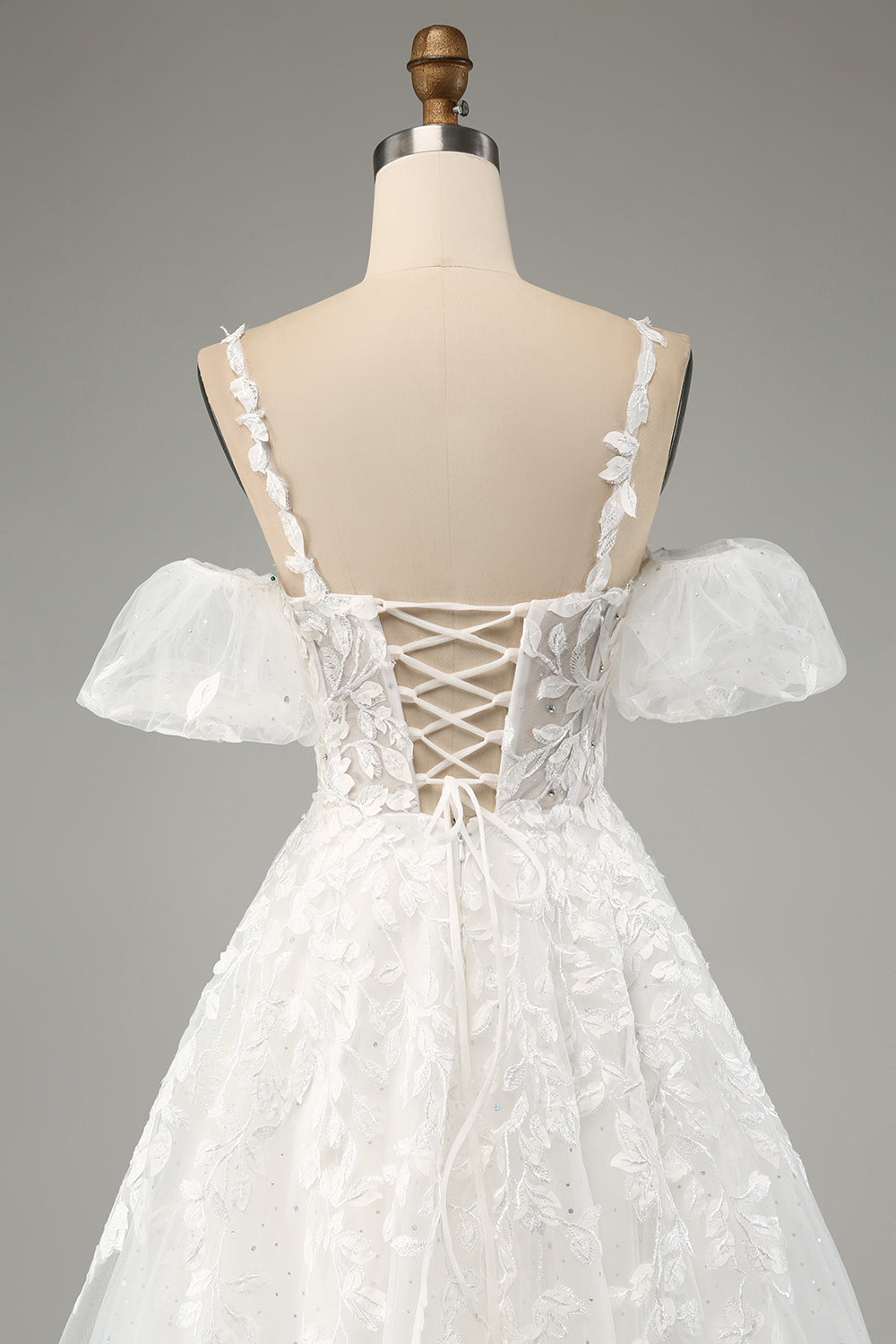 Ivory Ball-Gown Off The Shoulder Beaded Wedding Dress With Appliques Sexy