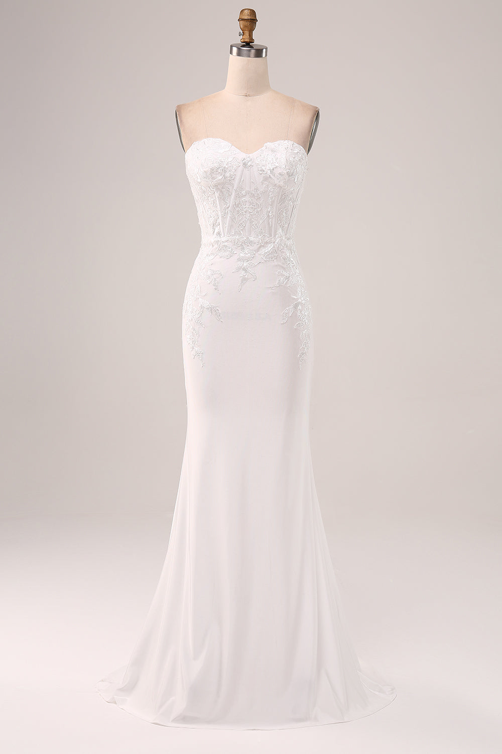 Stylish Ivory Mermaid Sweetheart Corset Wedding Dress with Lace Appliques Off Shoulder