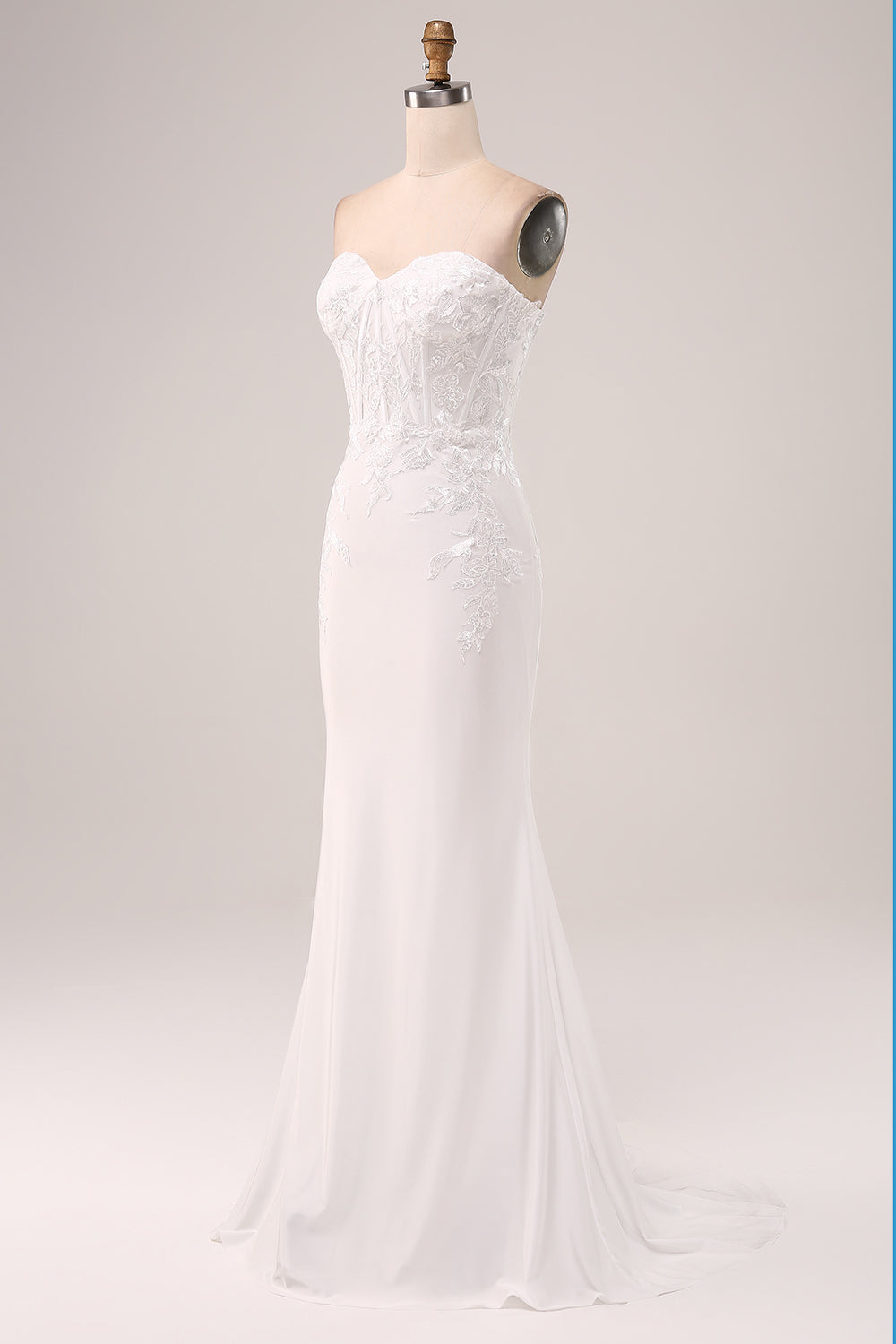 Stylish Ivory Mermaid Sweetheart Corset Wedding Dress with Lace Appliques Off Shoulder