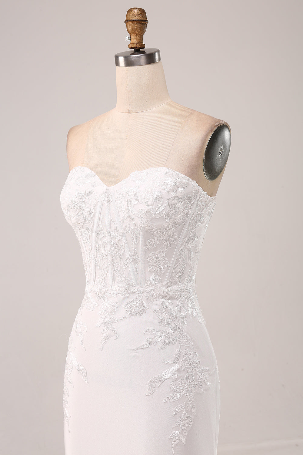 Stylish Ivory Mermaid Sweetheart Corset Wedding Dress with Lace Appliques Off Shoulder