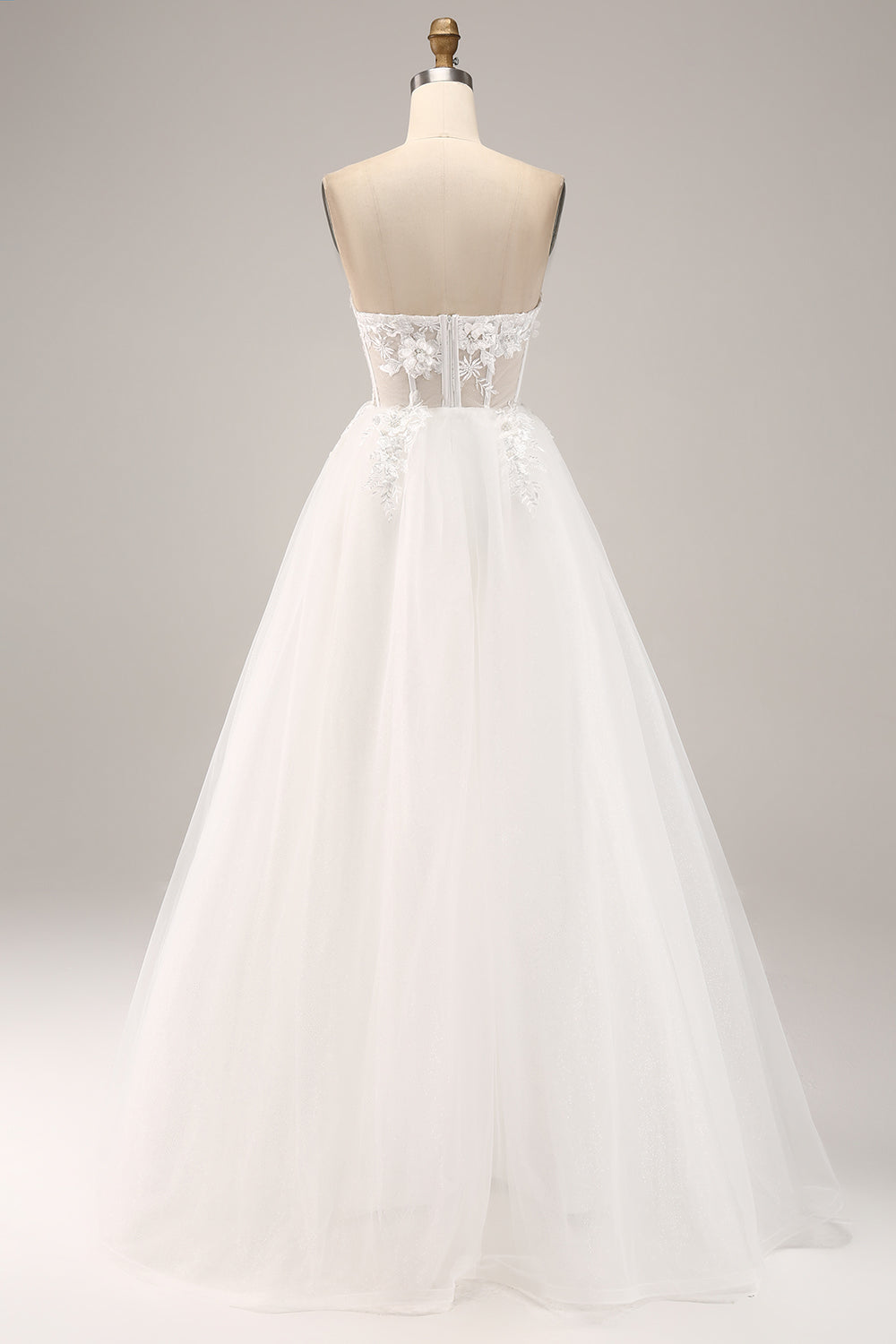 Ivory A Line Sweetheart Off The Shoulder Corset Wedding Dress with Appliques Sexy