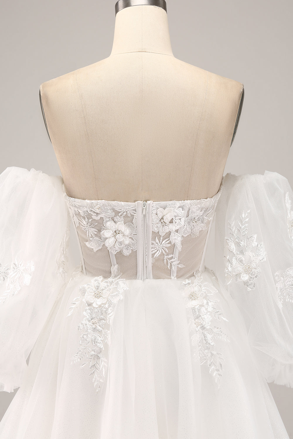 Ivory A Line Sweetheart Off The Shoulder Corset Wedding Dress with Appliques Sexy