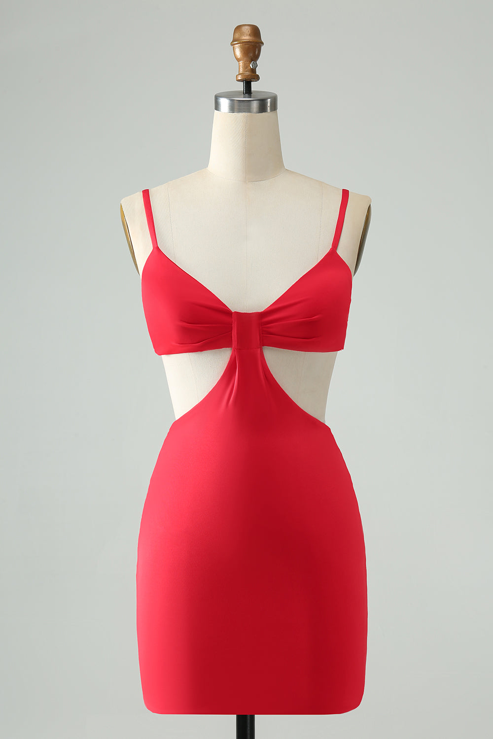 Red Bodycon Spaghetti Straps Homecoming Dress with Hollow Out Sexy