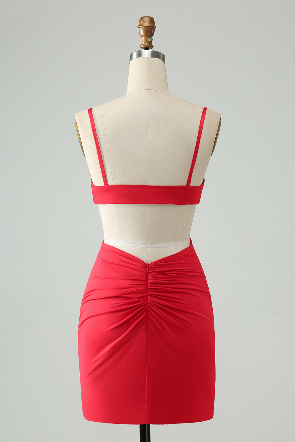 Red Bodycon Spaghetti Straps Homecoming Dress with Hollow Out Sexy