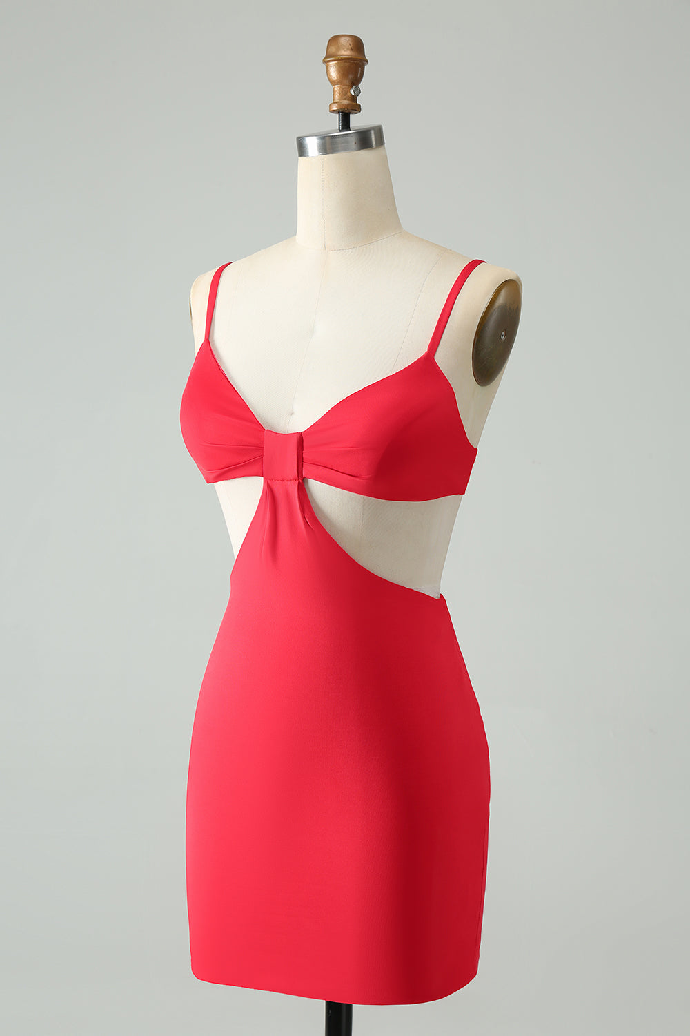 Red Bodycon Spaghetti Straps Homecoming Dress with Hollow Out Sexy