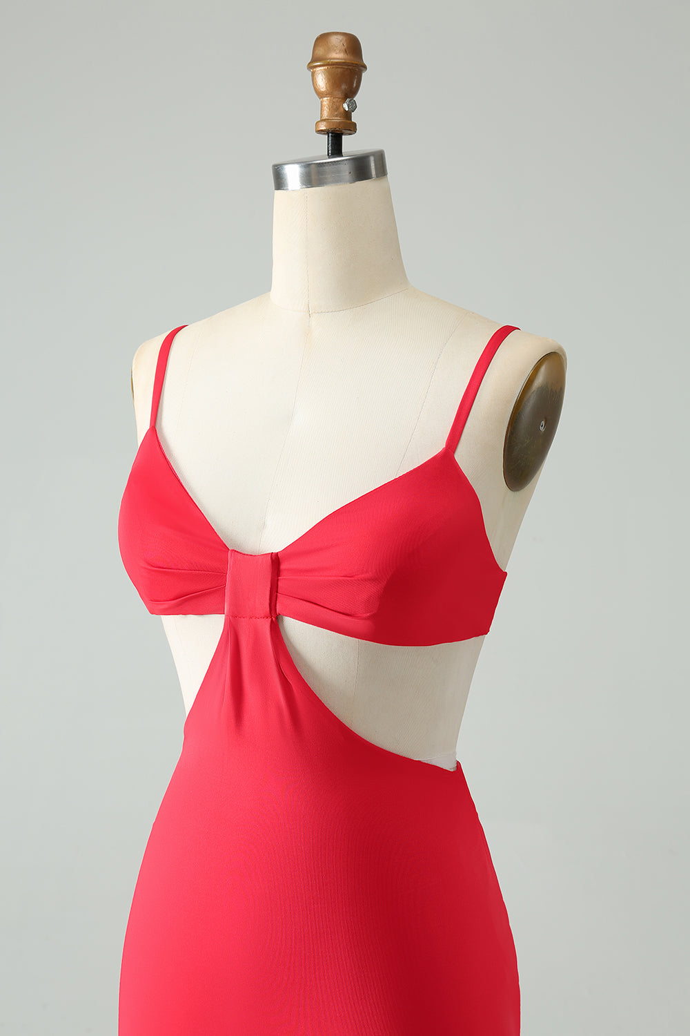 Red Bodycon Spaghetti Straps Homecoming Dress with Hollow Out Sexy