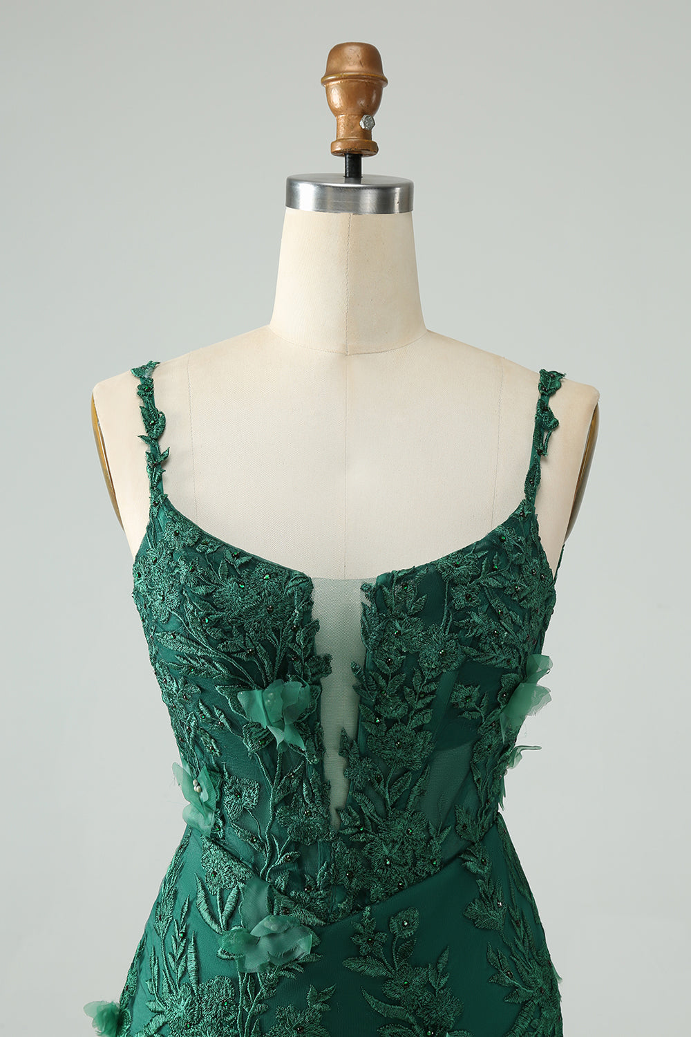 Pretty Green Bodycon Spaghetti Straps Appliques Short Homecoming Dress with Slit Sexy