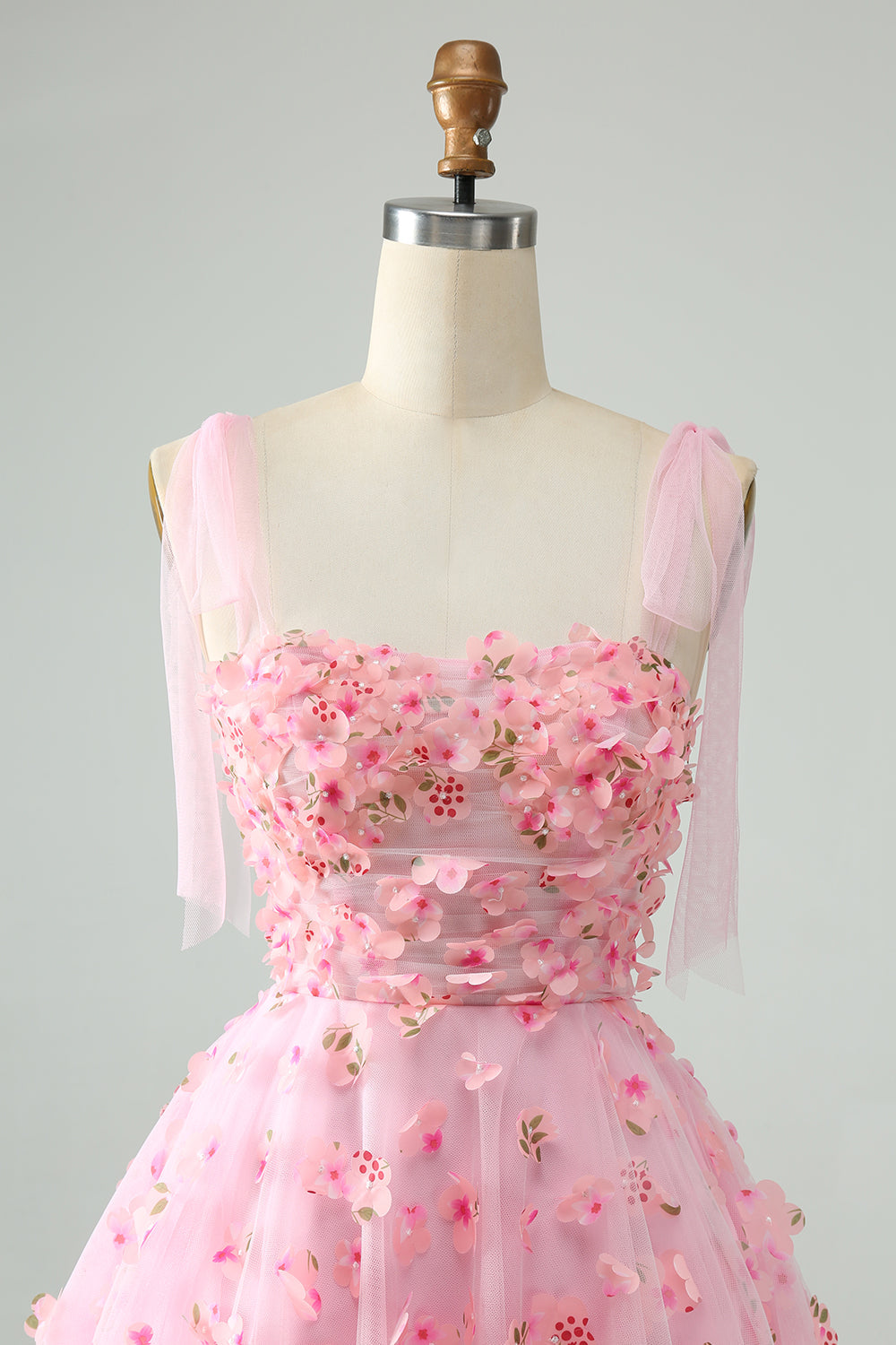 A Line Pearls Corset Short Homecoming Dress with Appliques Flower Beautiful Graduation Dress