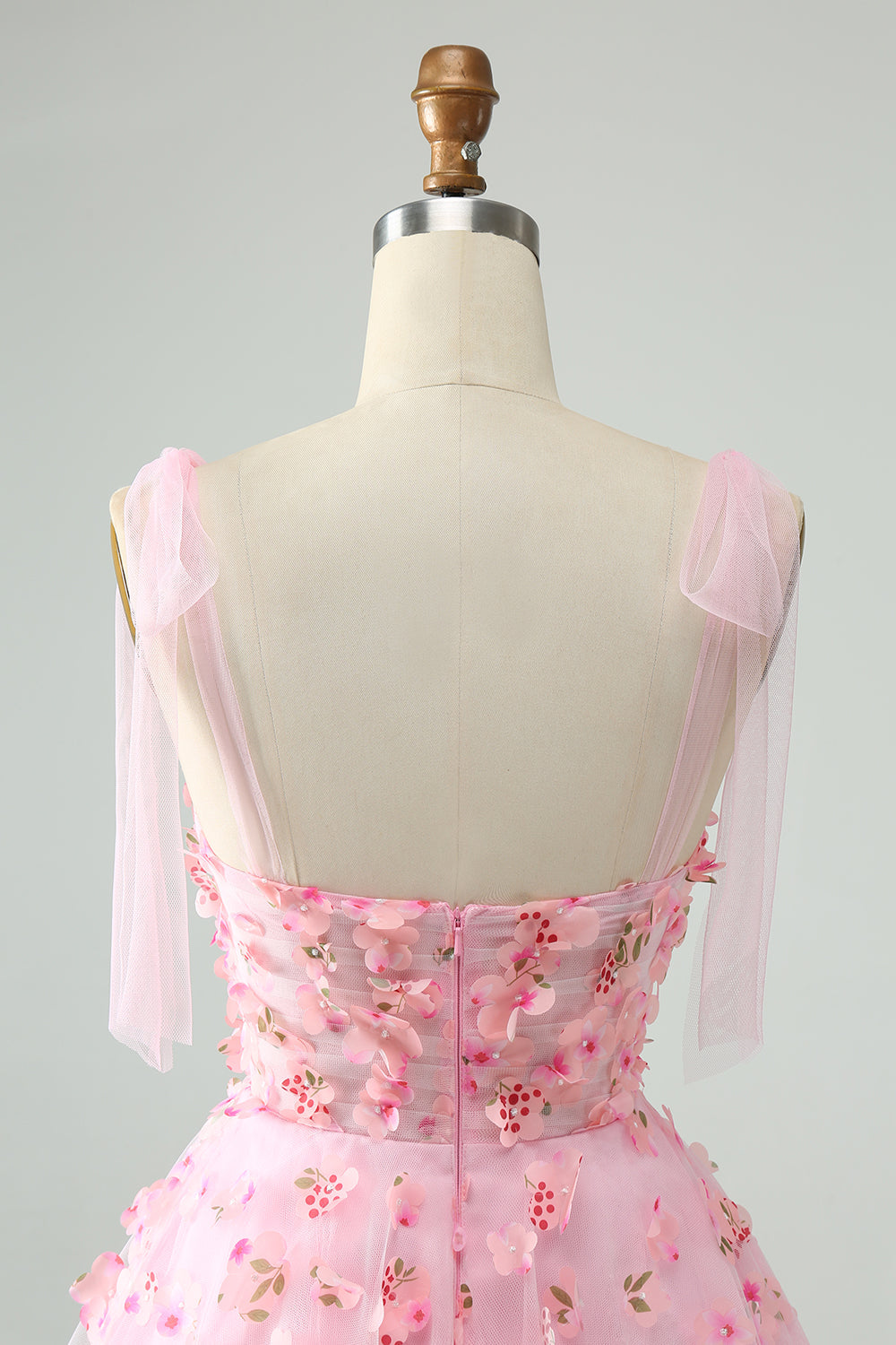 A Line Pearls Corset Short Homecoming Dress with Appliques Flower Beautiful Graduation Dress