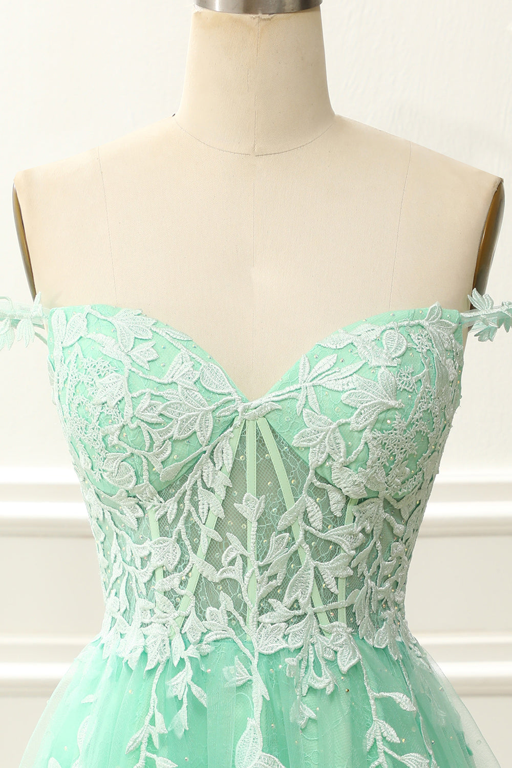 Off The Shoulder Corset Cute Homecoming Dress With Appliques Short