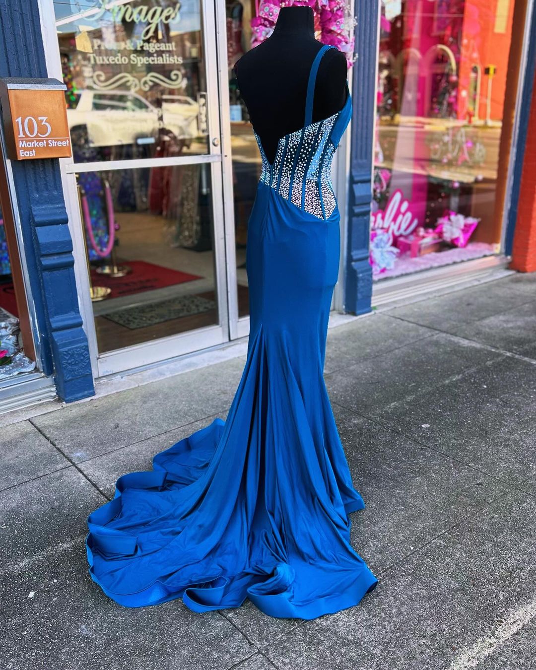 Mermaid One Shoulder Prom Dress with Rhinestones Sexy Evening Dresses