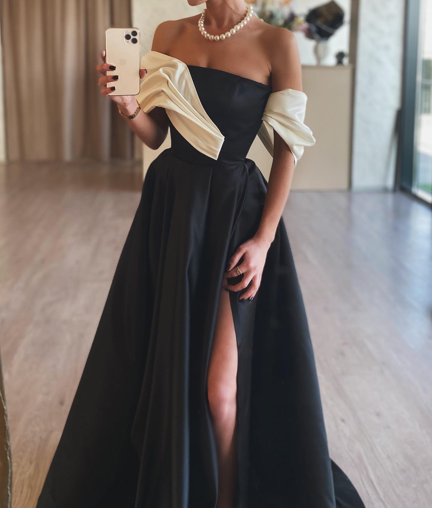 A-Line/Princess Strapless Sleeveless Floor-Length Long Formal Evening Dresses With Split Side Sexy