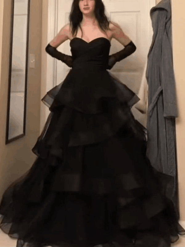 A-Line Sweetheart Ruffles Off Shoulder Ball Gown Prom Dresses For Evening Party No With Gloves