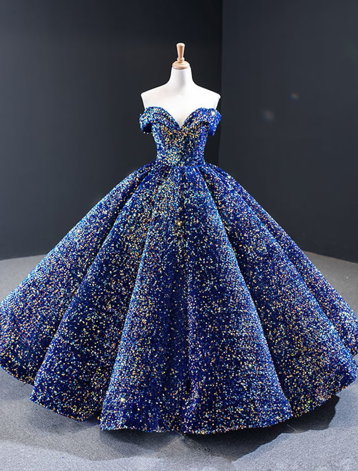 Ball Gown Luxurious Sparkle Quinceanera Formal Evening Birthday Dress Off Shoulder Sleeveless Floor Length Sequined
