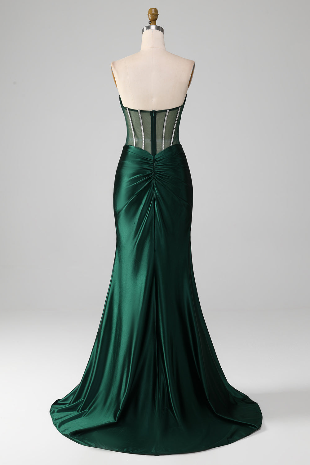 Mermaid Sweetheart Dark Green Corset Prom Dress with Split Front Sexy Evening Dresses