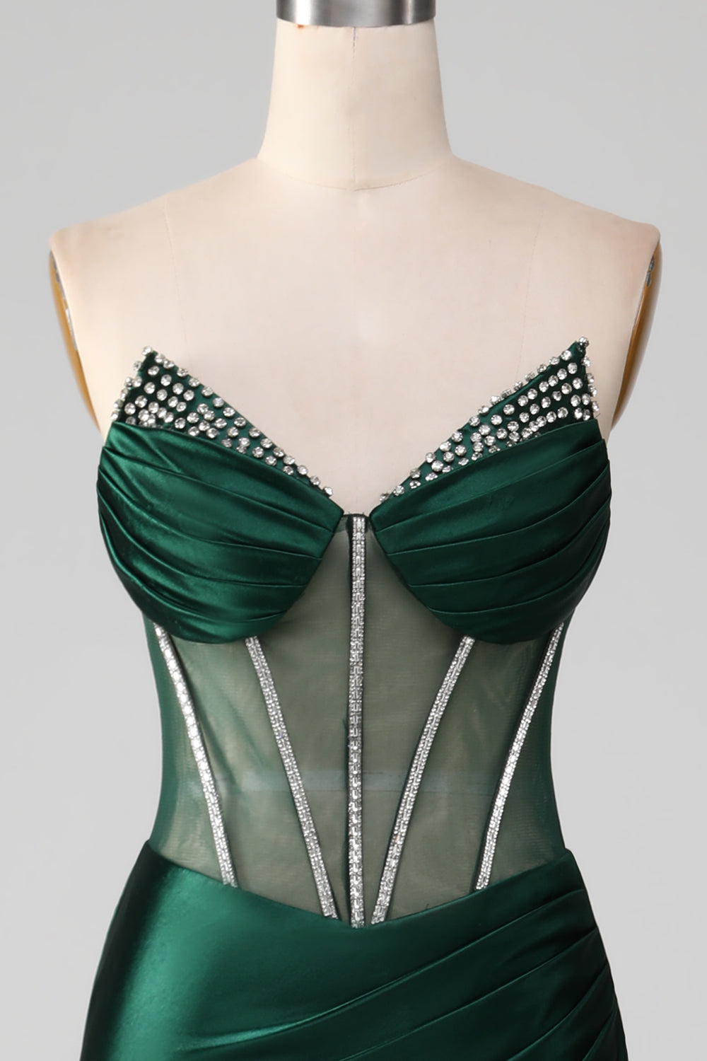 Mermaid Sweetheart Dark Green Corset Prom Dress with Split Front Sexy Evening Dresses
