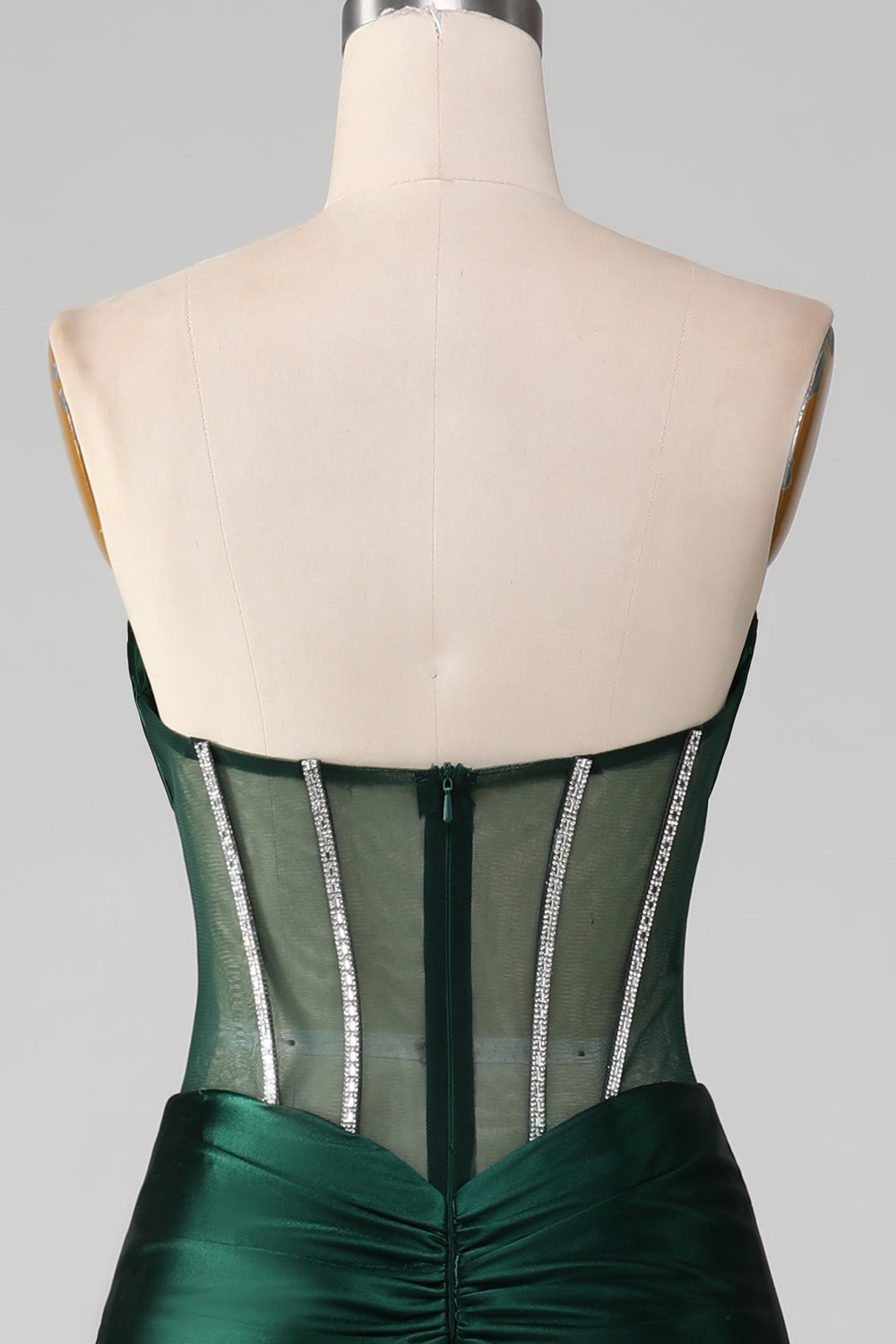 Mermaid Sweetheart Dark Green Corset Prom Dress with Split Front Sexy Evening Dresses