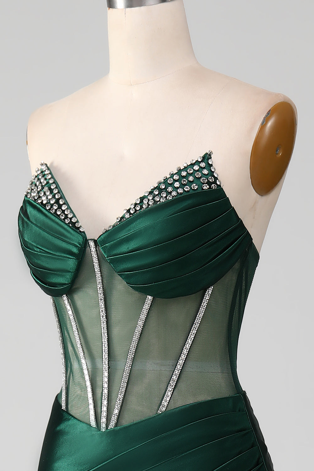 Mermaid Sweetheart Dark Green Corset Prom Dress with Split Front Sexy Evening Dresses
