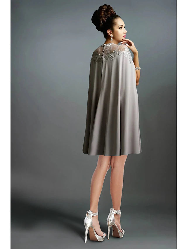 Mermaid / Trumpet Evening Gown Vintage Dress Wedding Guest Knee Length Sleeveless Off Shoulder Capes Stretch Fabric with Ruched Ruffles