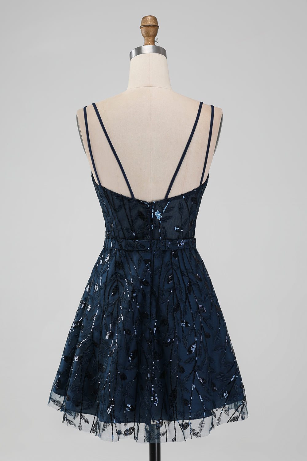 Sparkly Navy A Line Spaghetti Straps Sequins Short Homecoming Dress Sexy