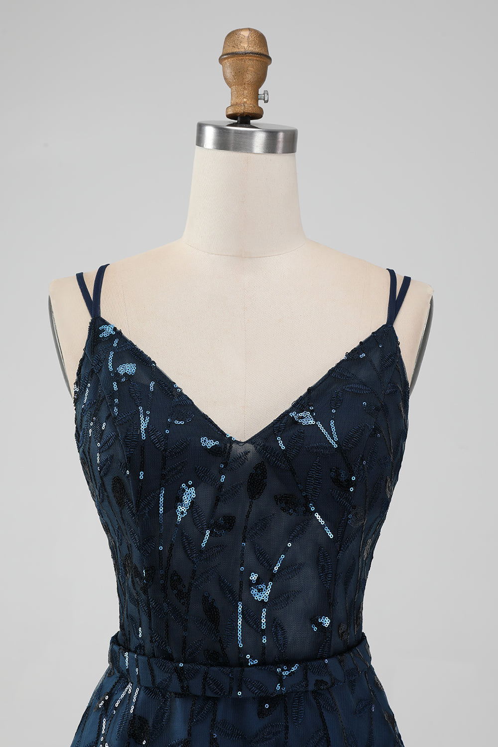 Sparkly Navy A Line Spaghetti Straps Sequins Short Homecoming Dress Sexy