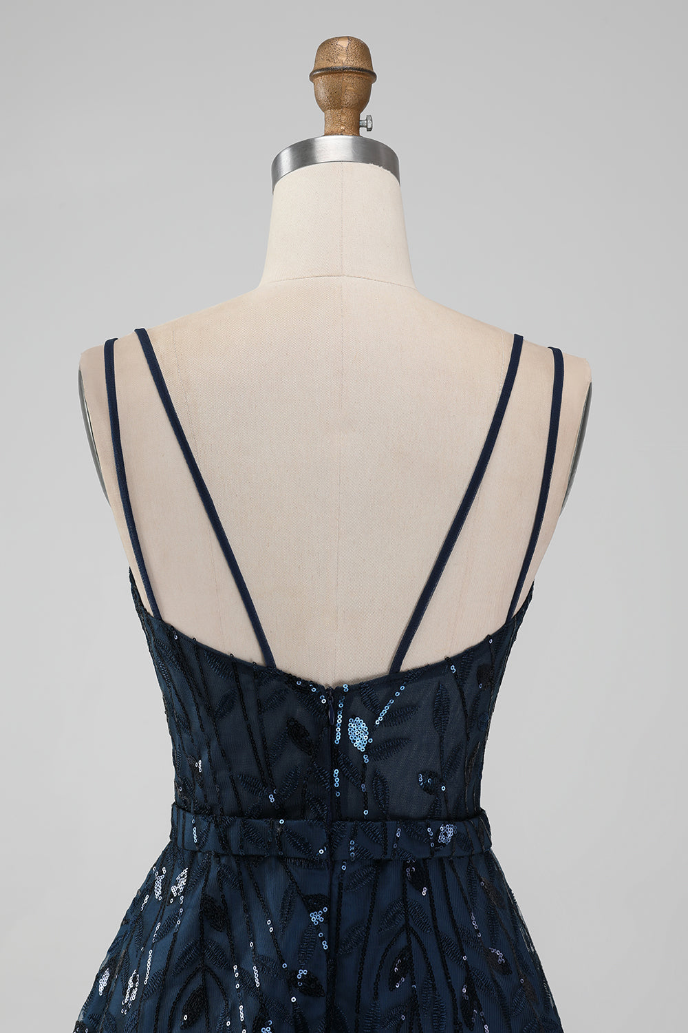 Sparkly Navy A Line Spaghetti Straps Sequins Short Homecoming Dress Sexy