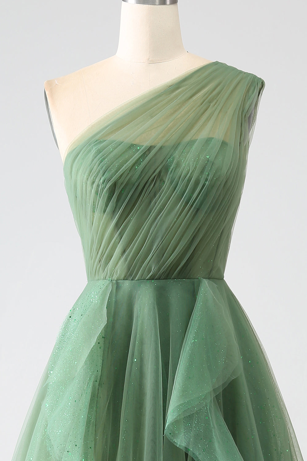 A-Line One-Shoulder Long Tulle Prom Dress Floor Length Beautiful
