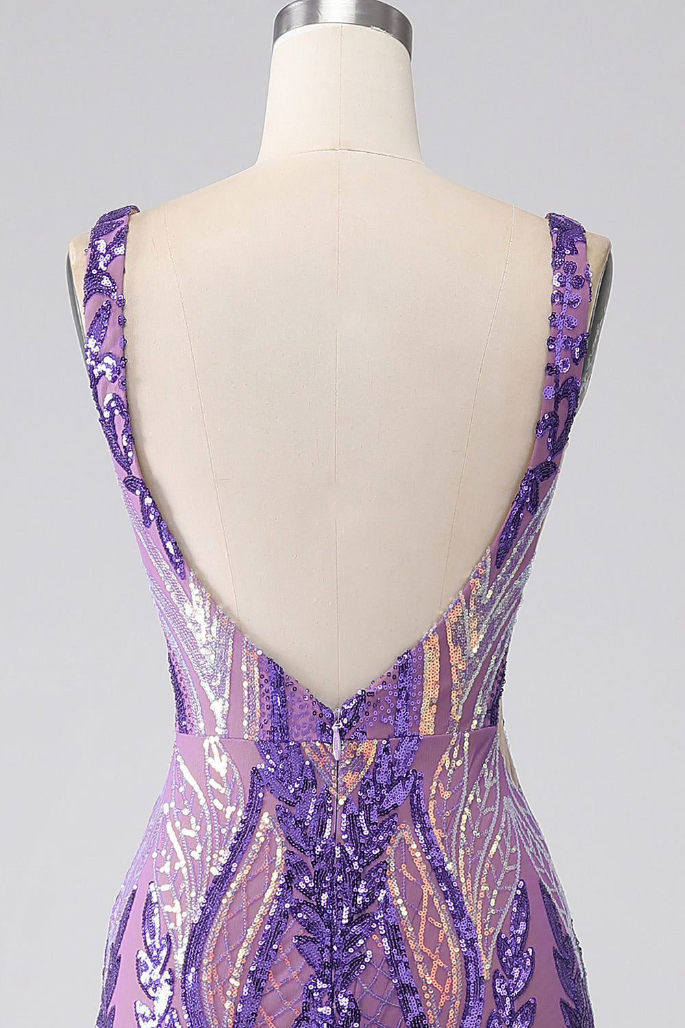 Purple Mermaid V Neck Long Sparkly Prom Dress With Sequins Sexy