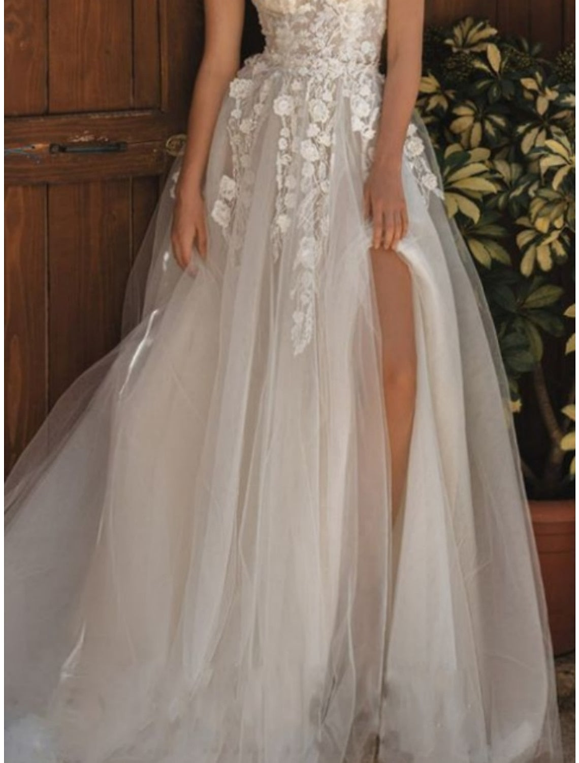 A-Line/Princess Off-The-Shoulder Floor-Length Lace Wedding Dress Sexy