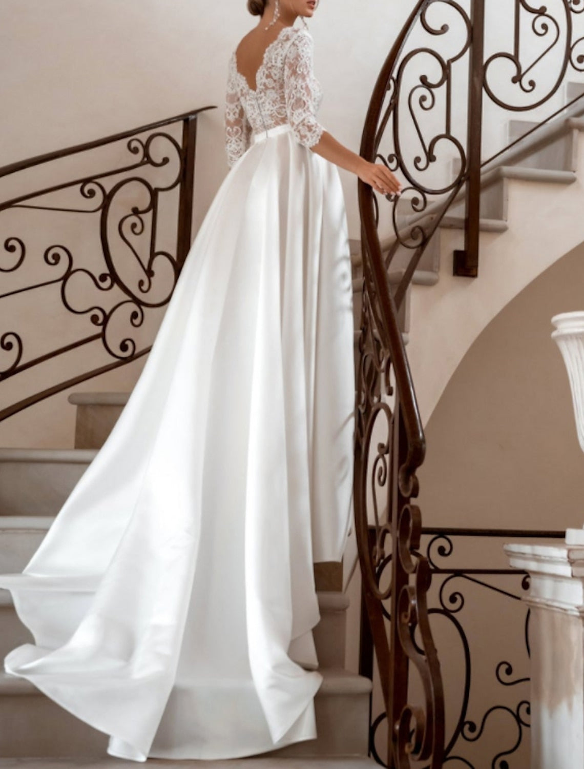 A-Line/Princess V-Neck Floor-Length Lace Wedding Dress Sexy