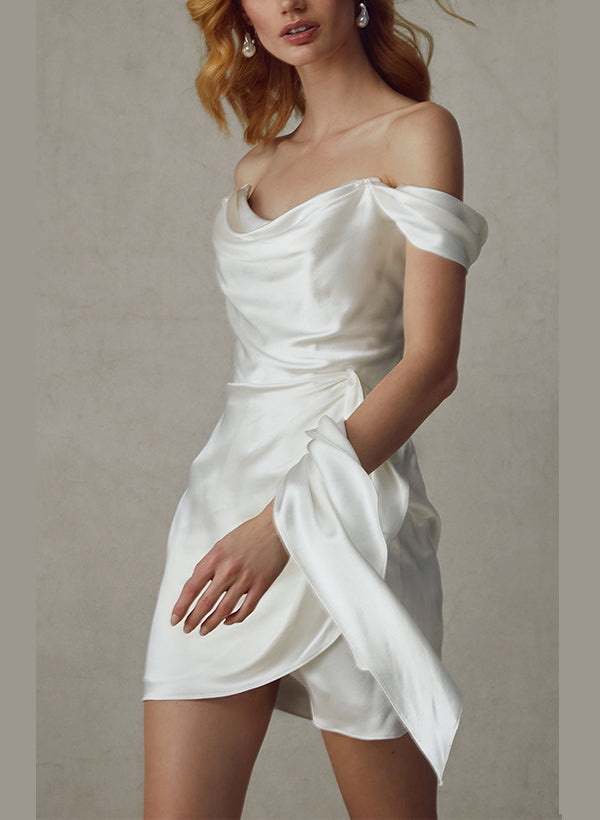 Sheath/Column Off-The-Shoulder Mini Wedding Dress Pure Color