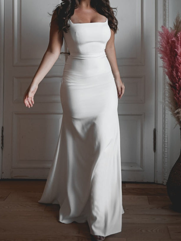 Trumpet/Mermaid Square Neck Floor-Length Wedding Dress Sexy