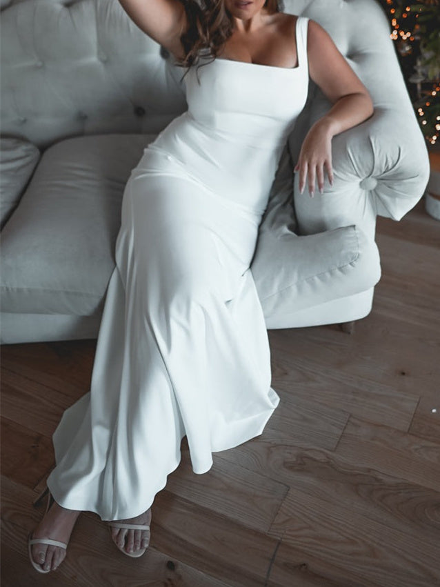 Trumpet/Mermaid Square Neck Floor-Length Wedding Dress Sexy