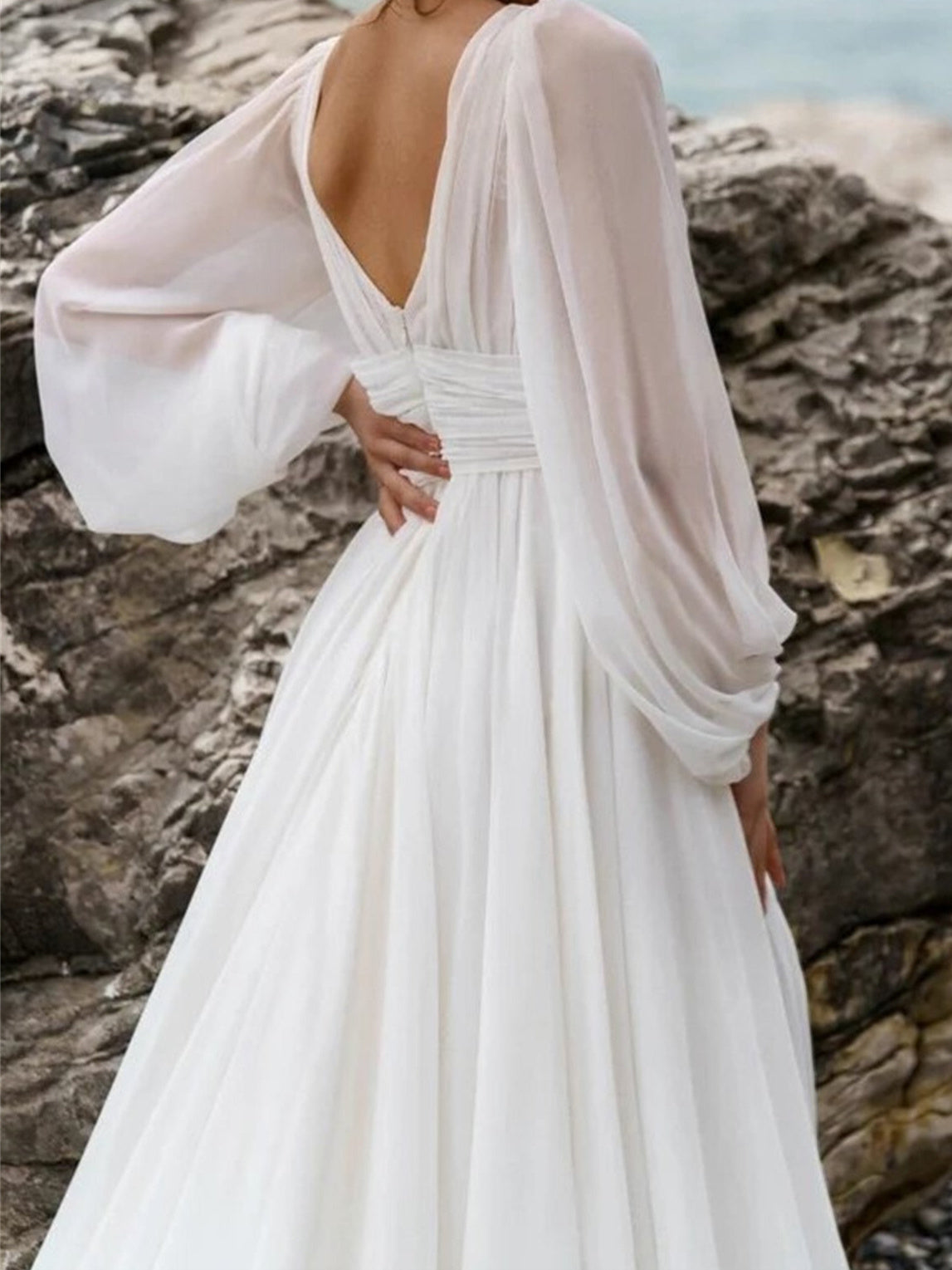 A-Line/Princess V-Neck Floor-Length Wedding Dress With Split Side Sexy