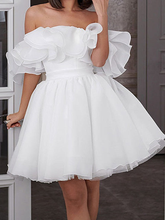 A-Line/Princess Off-The-Shoulder Short Wedding Dress Sexy
