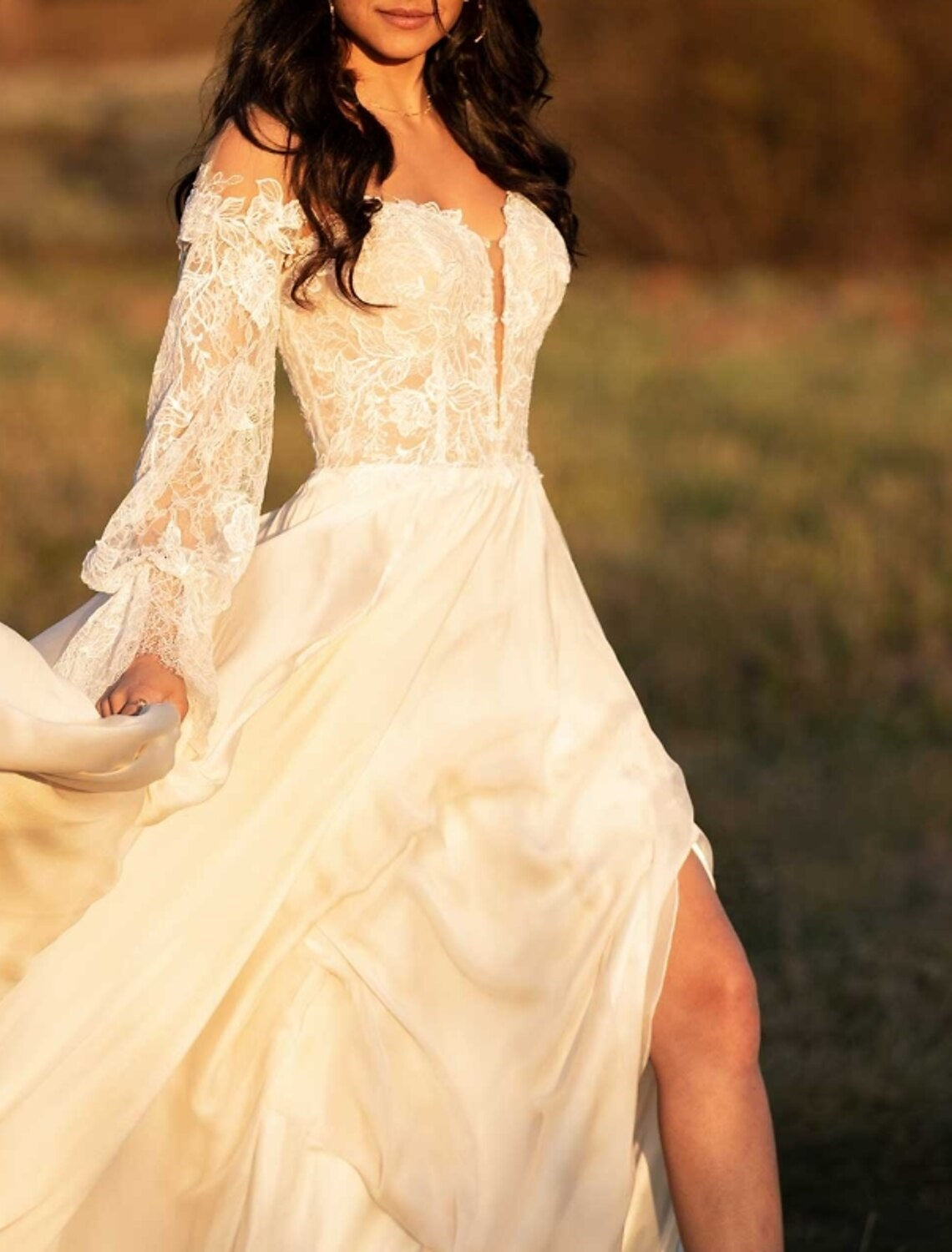A-Line/Princess Beach Wedding Dress With Lace Insert Sexy