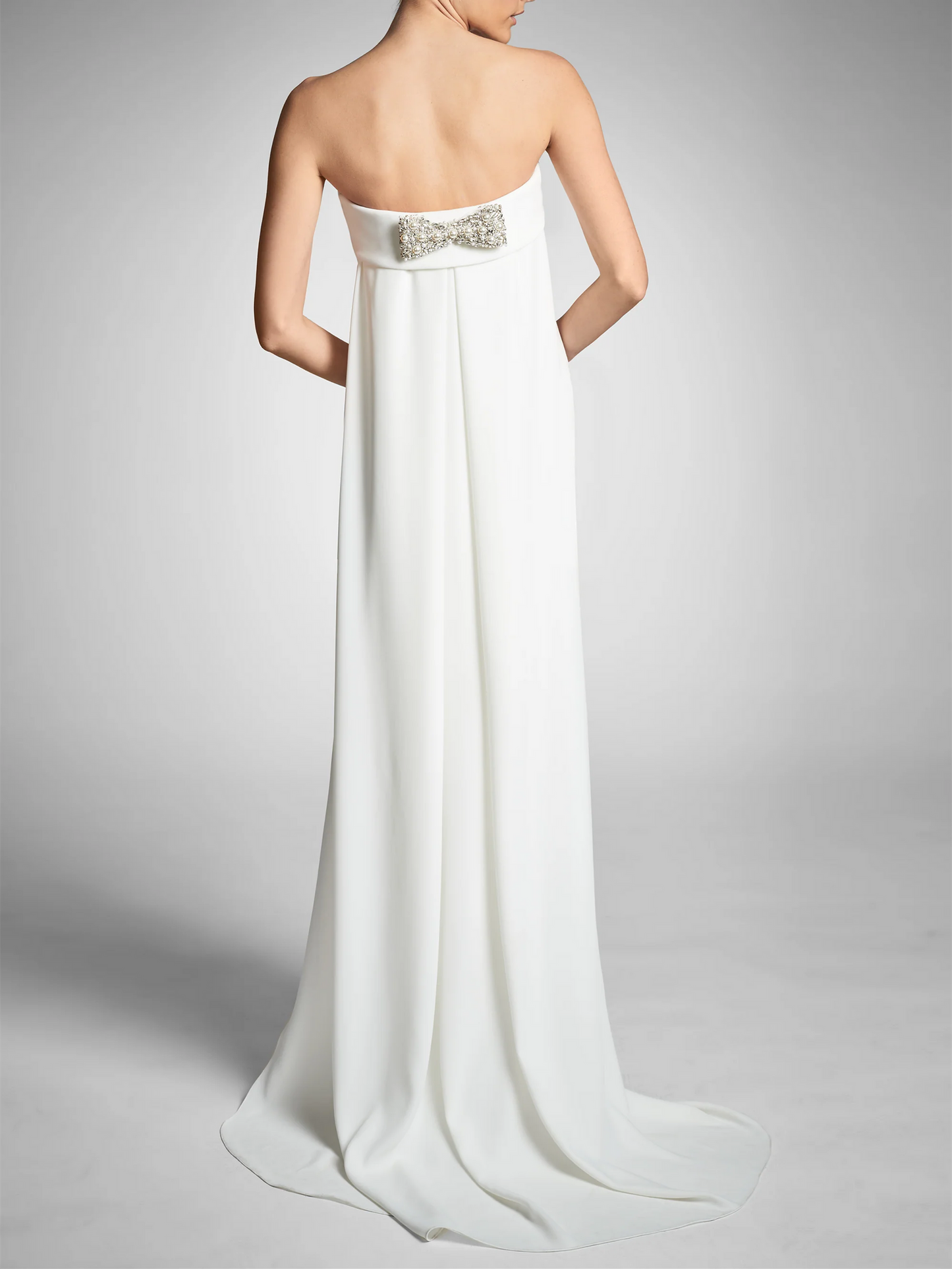 Sheath/Column Strapless Sleeveless Wedding Dresses With Bowknot Off Shoulder