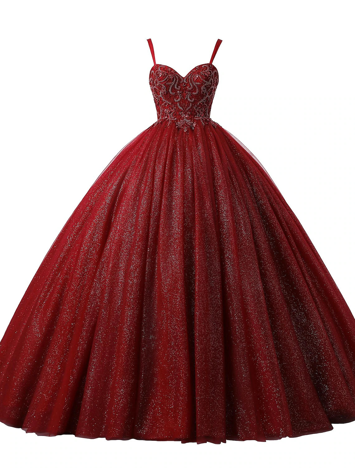 Ball Gown Prom Dresses Princess Dress Graduation Quinceanera Floor Length Sleeveless Spaghetti Strap Lace with Beading