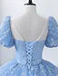 Ball Gown Quinceanera Dresses Princess Dress Performance Floor Length Short Sleeve Square Neck Polyester with Pearls
