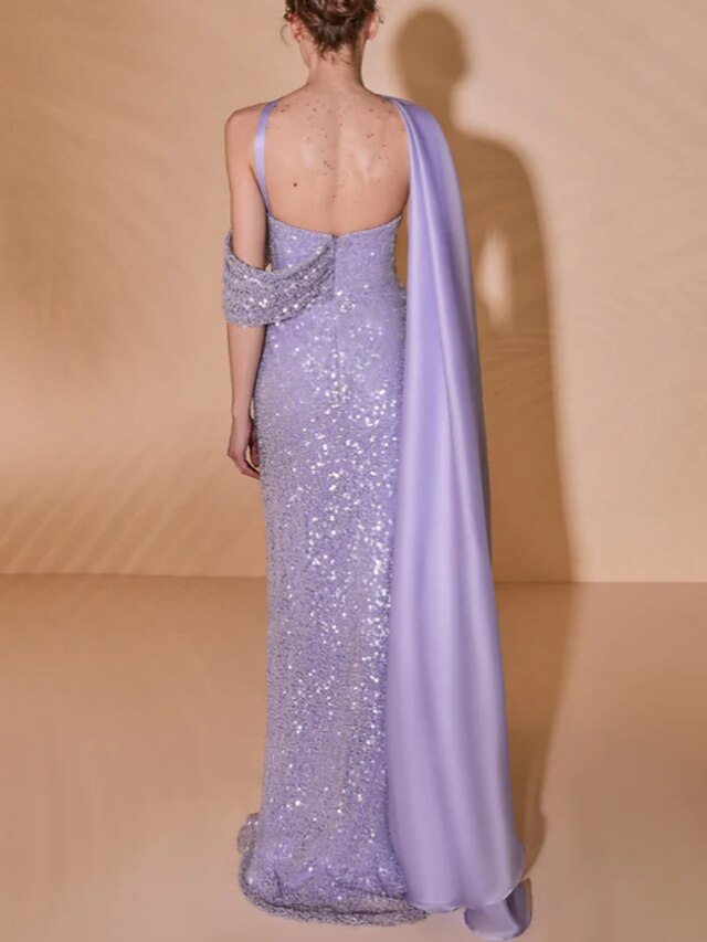 Sheath/Column Strapless Floor-Length Prom Dresses Sparkly Evening Dresses
