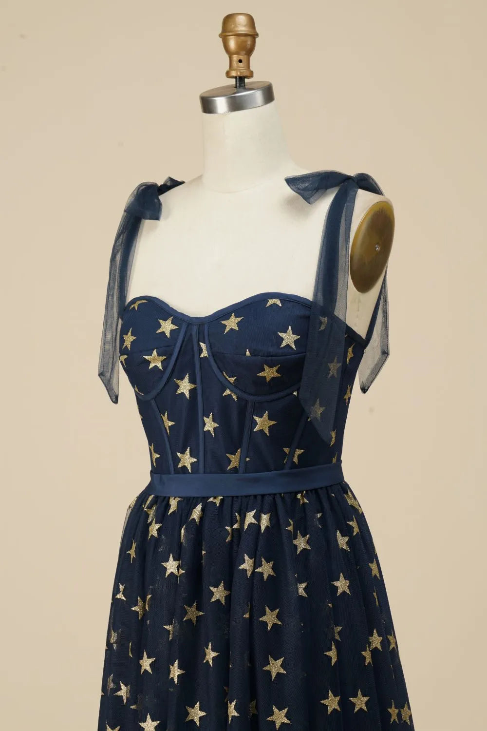 A-Line Tea Length Party Dress WIth Star Pattern Off Shoulder Beautiful