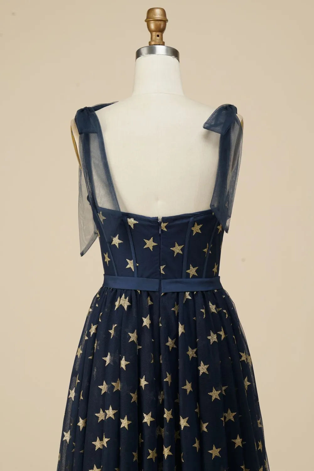 A-Line Tea Length Party Dress WIth Star Pattern Off Shoulder Beautiful